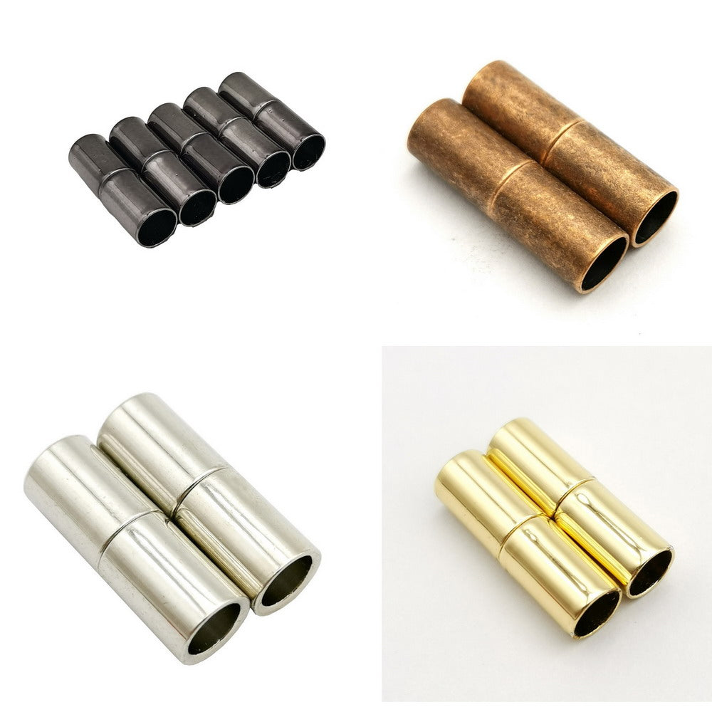 shapesbyX-5pcs 5mm cylinder Inner Hole Magnetic Clasps Clip Clasps for Jewelry Making for 5mm Cord Glue In