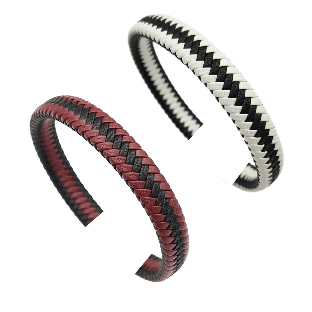 Cordons en cuir PU tressés 11,5 mm x 5,5 mm en microfibre douce et flexible, bracelet tressé pour la fabrication d'un bracelet en cuir mélangé vin noir
