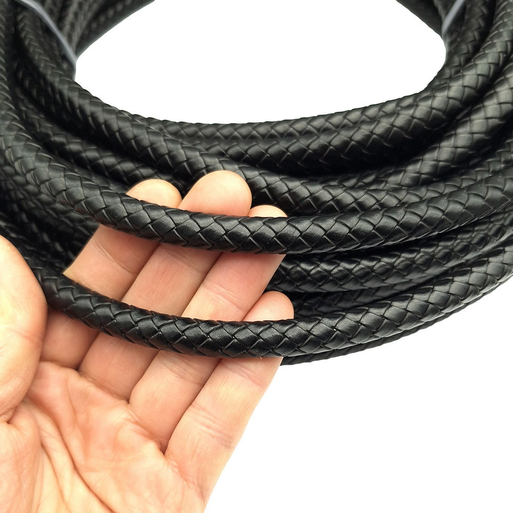 ShapesbyX 10mm Braided Leather Bolo Cords Black Jewelry Making Leather Strap 1cm Round