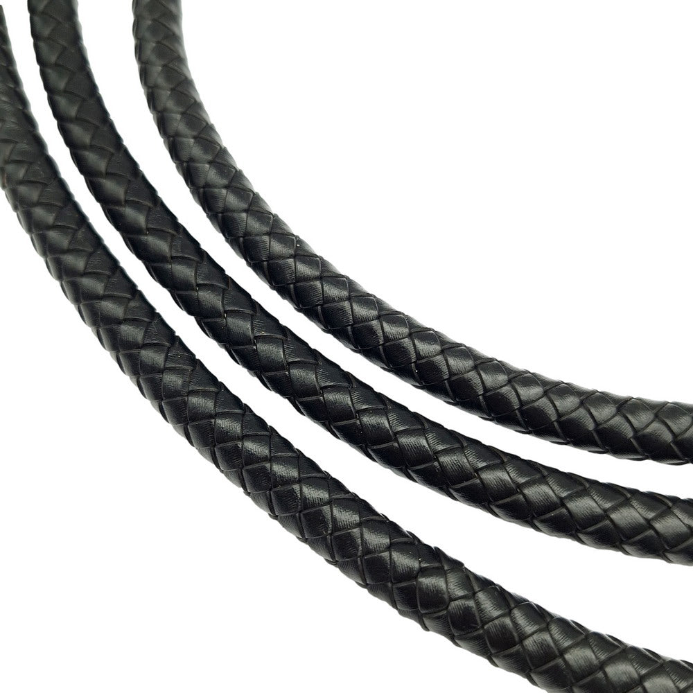 ShapesbyX 10mm Braided Leather Bolo Cords Black Jewelry Making Leather Strap 1cm Round