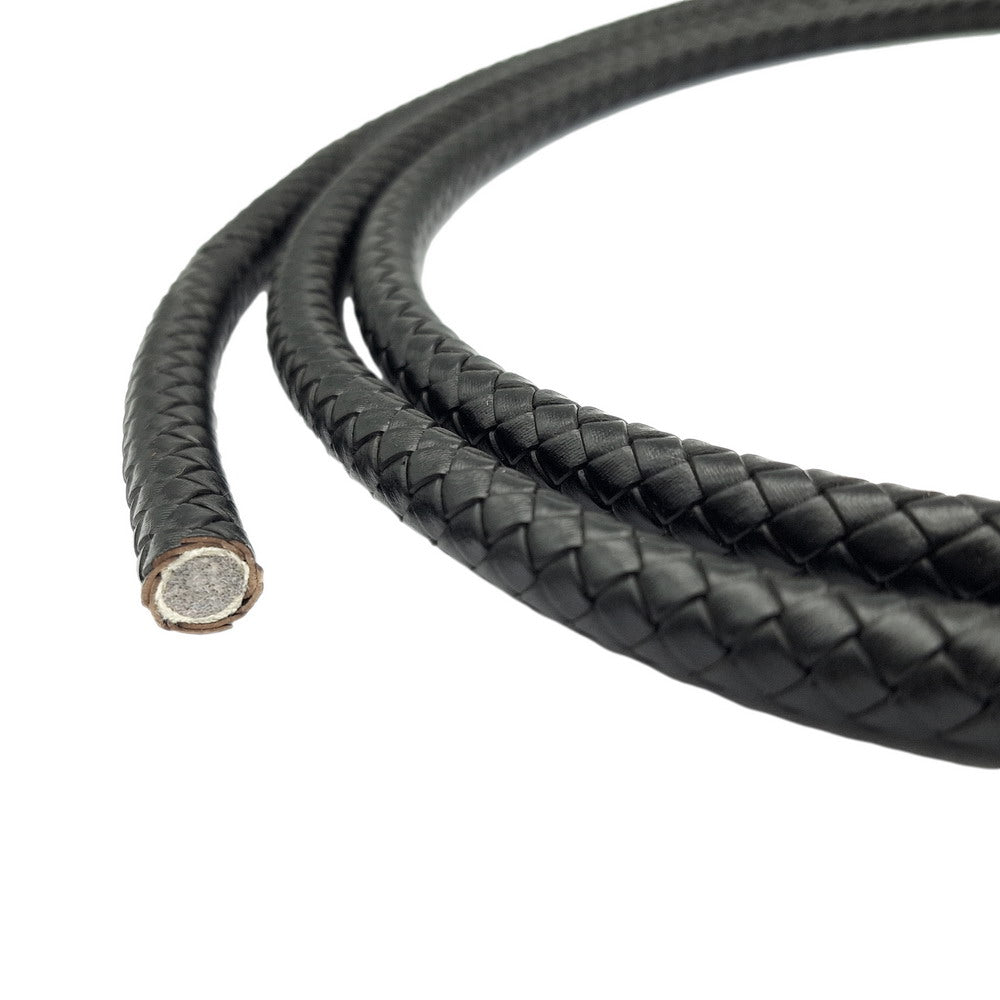 ShapesbyX 10mm Braided Leather Bolo Cords Black Jewelry Making Leather Strap 1cm Round