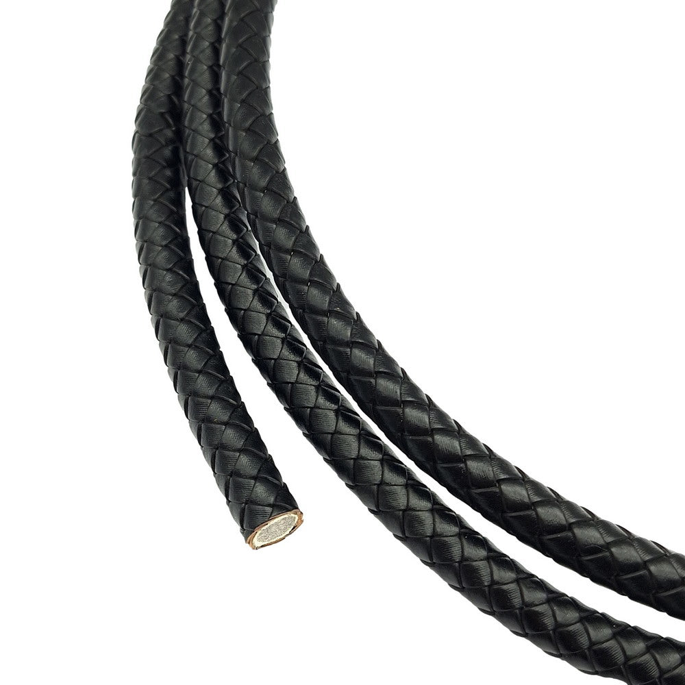 ShapesbyX 10mm Braided Leather Bolo Cords Black Jewelry Making Leather Strap 1cm Round