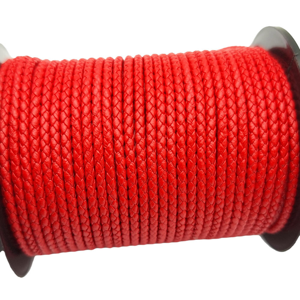 ShapesbyX-Black/Red Braided PU Leather Cords 2mm Round Microfiber Made Durable and Soft, Jewelry Making for Necklace Pendant 1 Yard