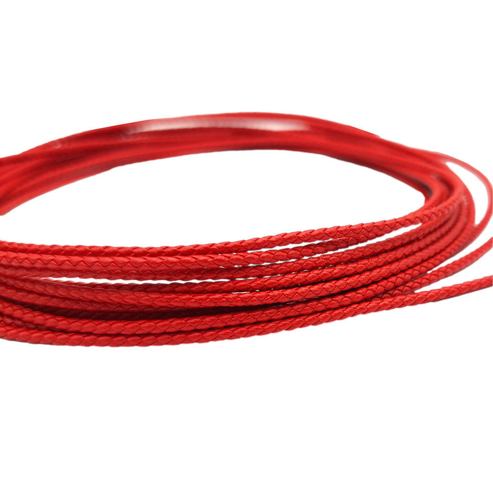 ShapesbyX-Black/Red Braided PU Leather Cords 2mm Round Microfiber Made Durable and Soft, Jewelry Making for Necklace Pendant 1 Yard