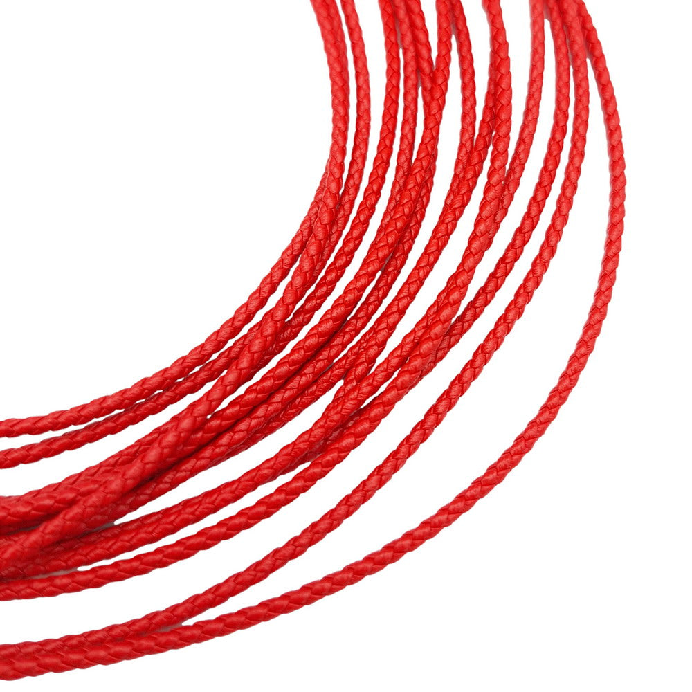 ShapesbyX-Black/Red Braided PU Leather Cords 2mm Round Microfiber Made Durable and Soft, Jewelry Making for Necklace Pendant 1 Yard