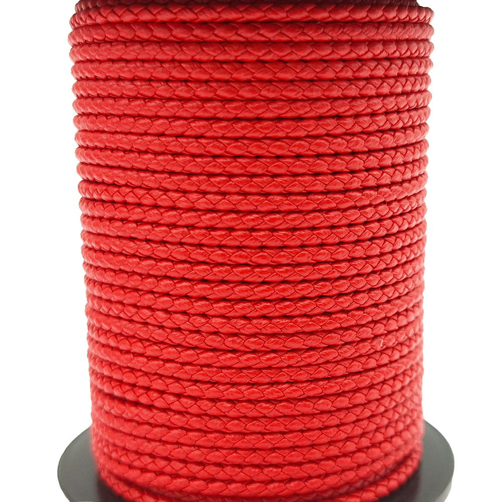 ShapesbyX-Black/Red Braided PU Leather Cords 2mm Round Microfiber Made Durable and Soft, Jewelry Making for Necklace Pendant 1 Yard