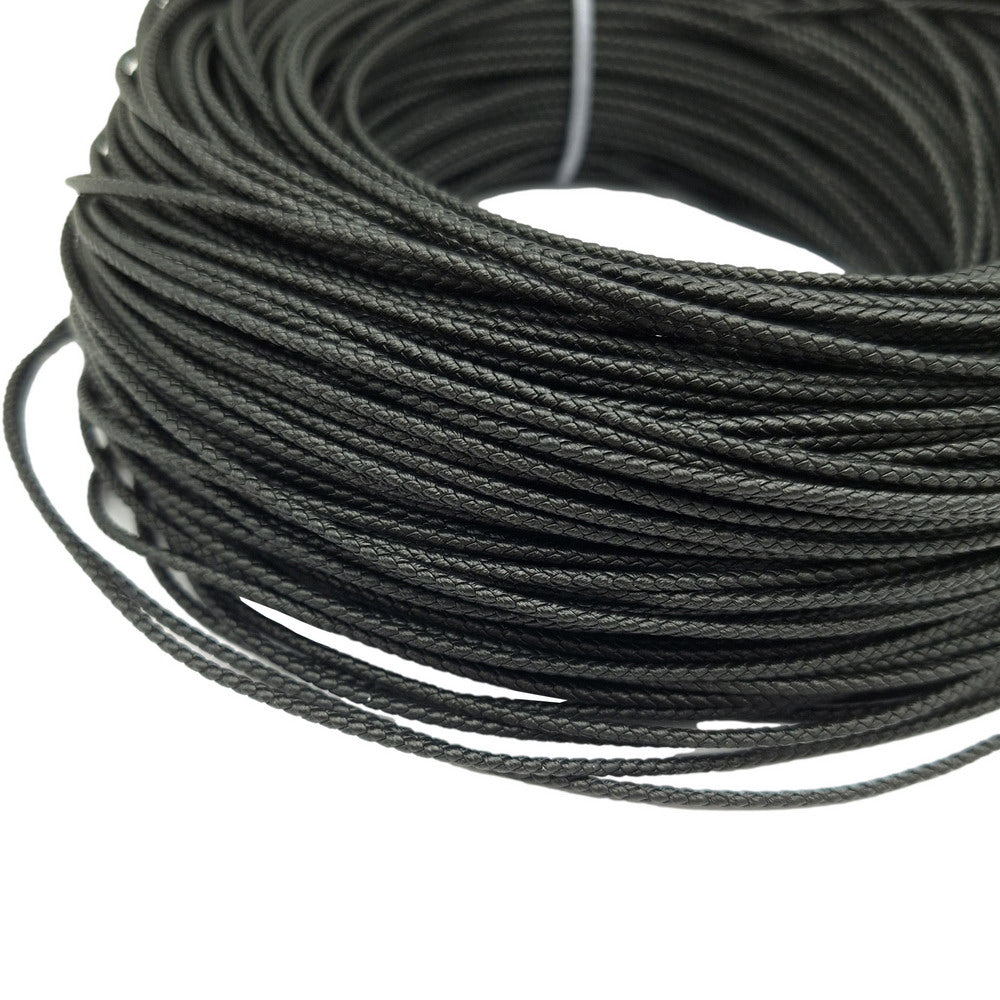 ShapesbyX-Black/Red Braided PU Leather Cords 2mm Round Microfiber Made Durable and Soft, Jewelry Making for Necklace Pendant 1 Yard