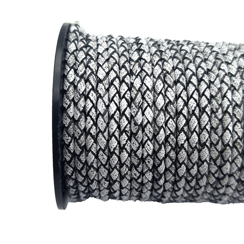 ShapesbyX-3 mm geflochtene Lederschnüre, antikweiß, Schmuckherstellung für Armbänder, Halsketten, Bolo-Krawatten