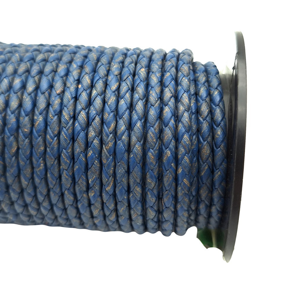 ShapesbyX-Distressed Blue 3,0 mm geflochtene Lederschnüre, Leder-Bolo-Krawatten, Armband, Anhänger, Schmuckherstellung