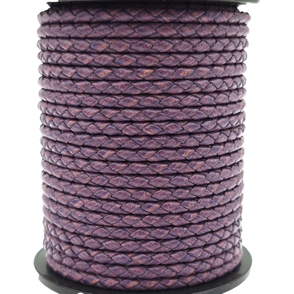 ShapesbyX-cordons en cuir tressé violet vieilli de 3.0mm, attaches Bolo en cuir, Bracelet pendentif, fabrication de bijoux artisanaux