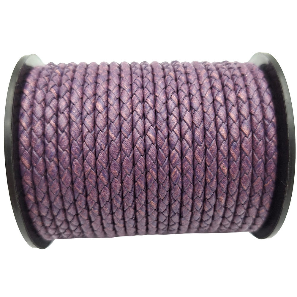 ShapesbyX-cordons en cuir tressé violet vieilli de 3.0mm, attaches Bolo en cuir, Bracelet pendentif, fabrication de bijoux artisanaux