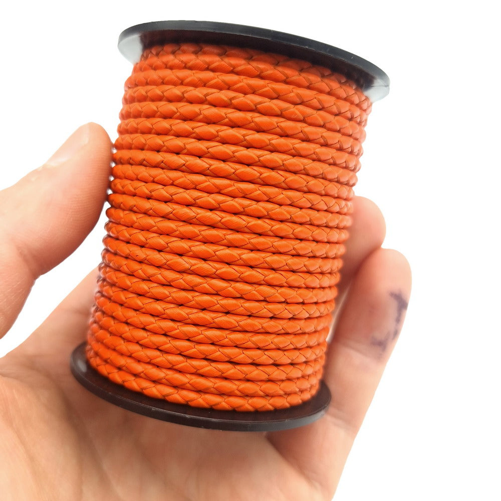 ShapesbyX-3mm Round Braided Leather Bolo Cords for Jewelry Making Bracelet Necklace Pendant Strap