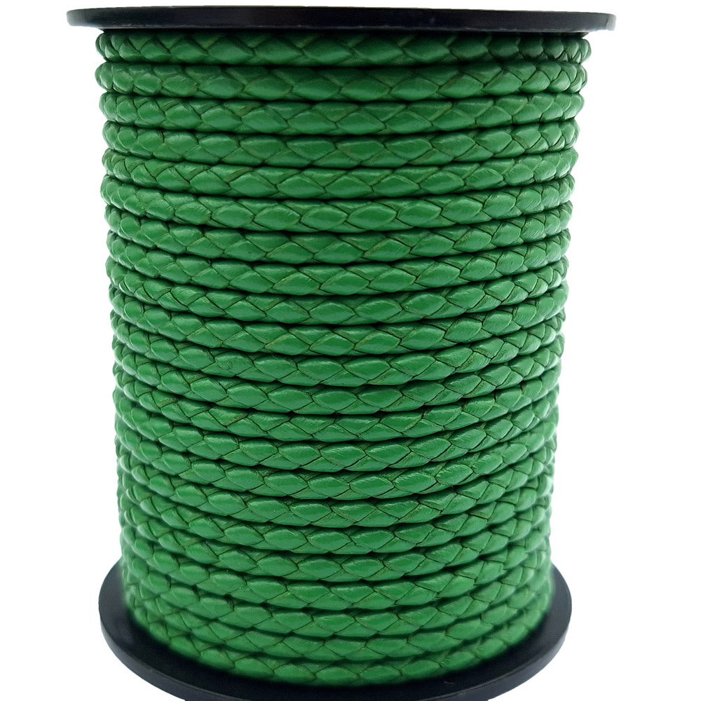 ShapesbyX Cordons Bolos en cuir tressé 3 mm Vert