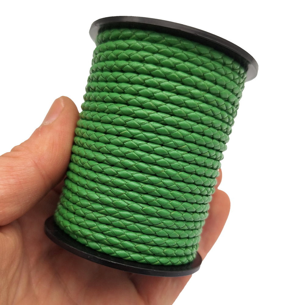 ShapesbyX Cordons Bolos en cuir tressé 3 mm Vert