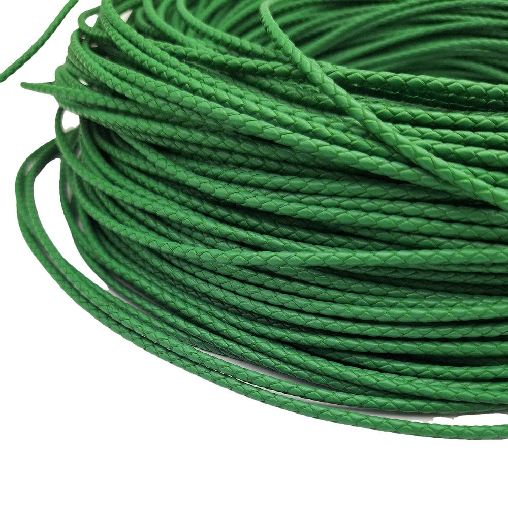 ShapesbyX Cordons Bolos en cuir tressé 3 mm Vert