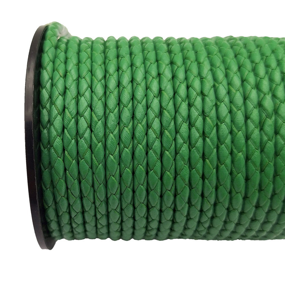 ShapesbyX Cordons Bolos en cuir tressé 3 mm Vert