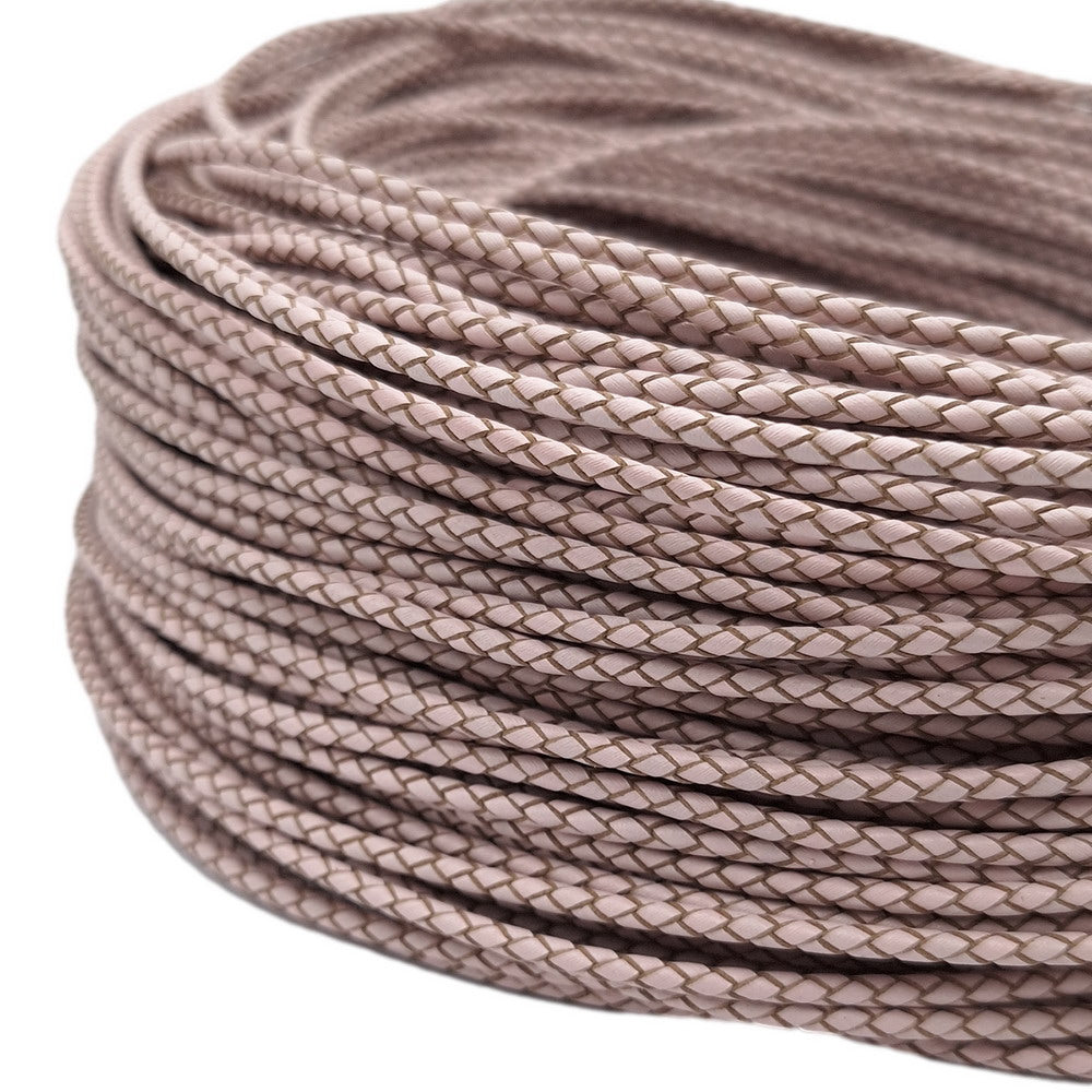 ShapesbyX-Baby Pink 3mm Braided Leather Cords Leather Bolo Strap Bracelet Necklace Making