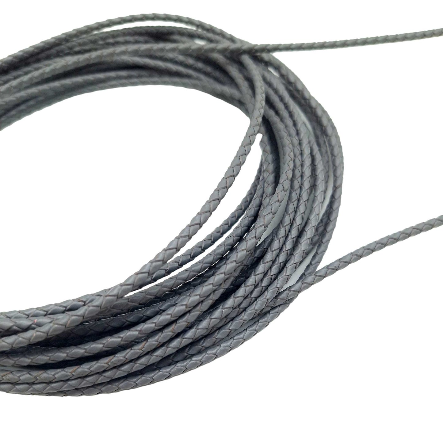 shapesbyX Darker Gray Braided Leather Bolos Cords 3mm Round