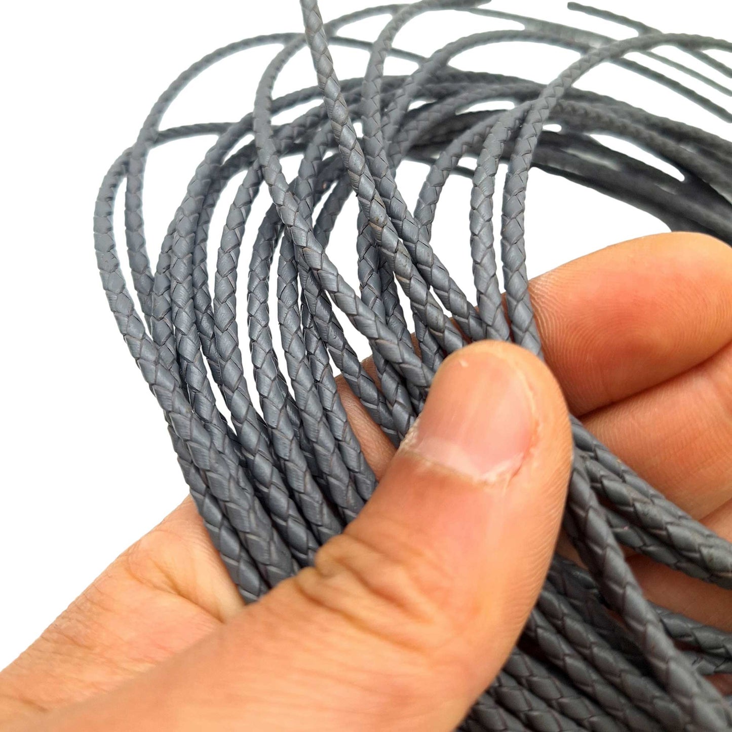 shapesbyX Darker Gray Braided Leather Bolos Cords 3mm Round