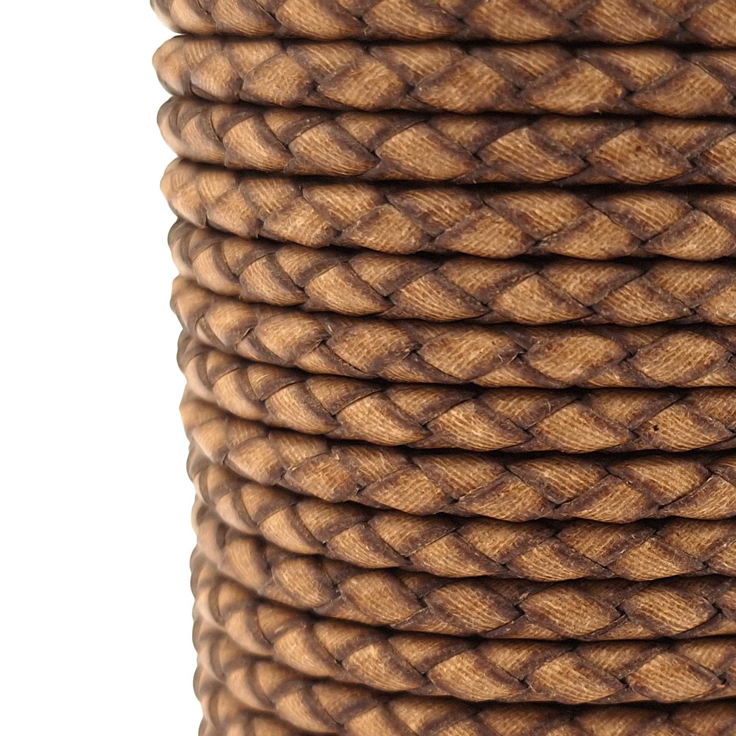 shapesbyX-Burnt Natural 4mm Leather Bolo Cord Braided Leather Strap Jewelry Making or Bolo Tie