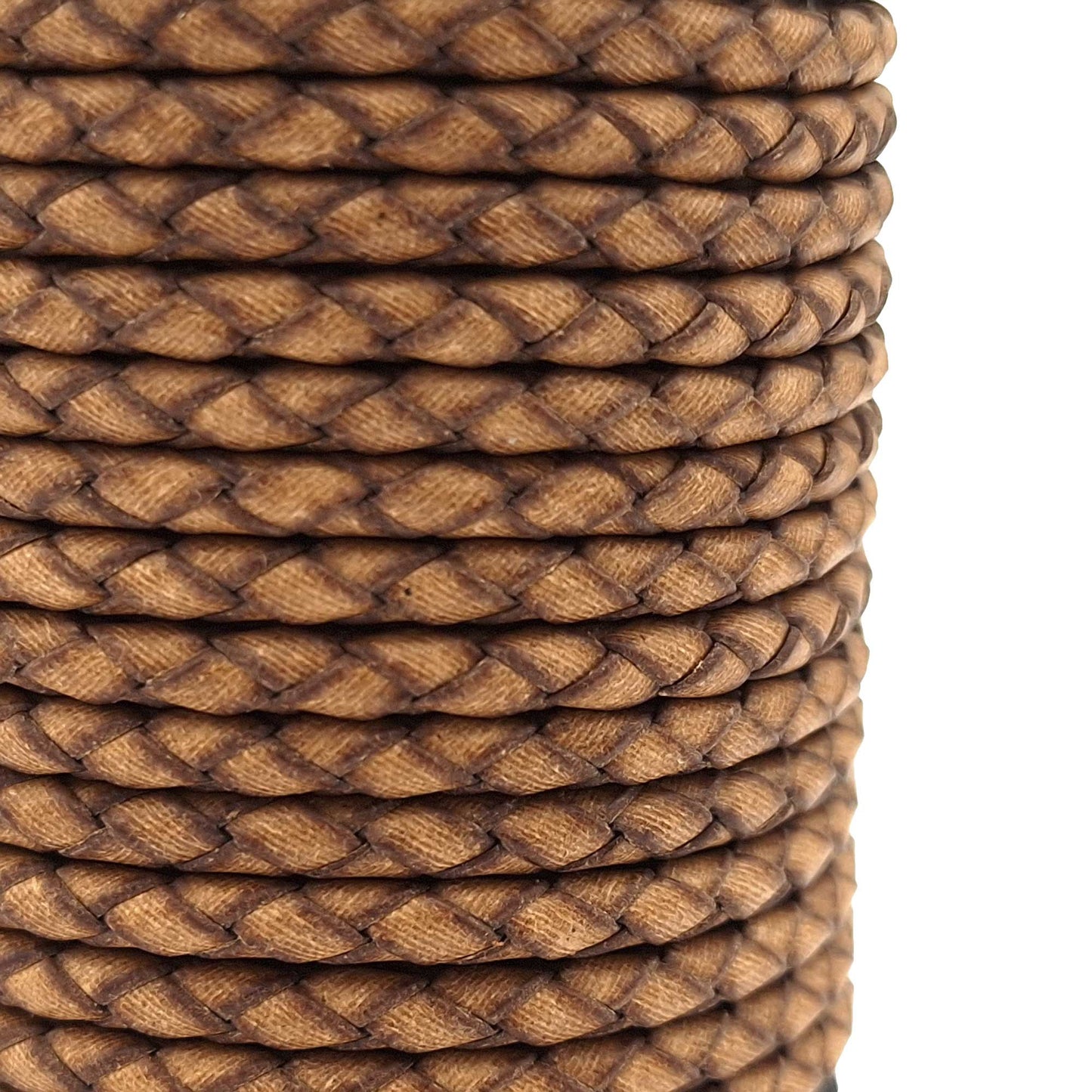 shapesbyX-Burnt Natural 4mm Leather Bolo Cord Braided Leather Strap Jewelry Making or Bolo Tie