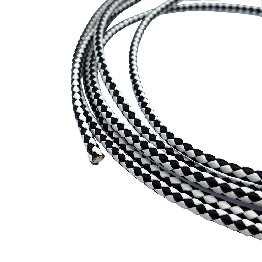 ShapesbyX Cordons Bolo en cuir tressé de 5 mm noir blanc mélangé