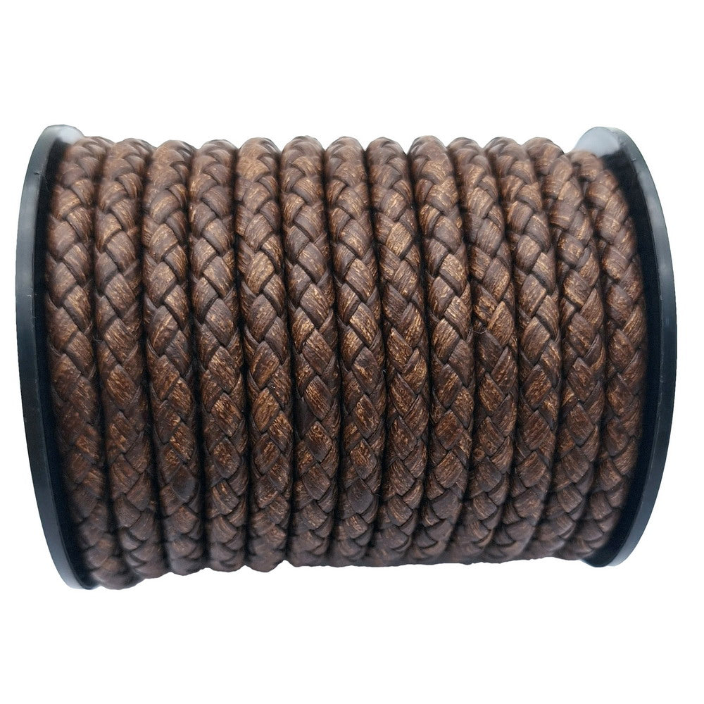 shapesbyX Antique Tanned 5mm Braided Leather Bolo Cords Bracelet Making Round Leather Strap