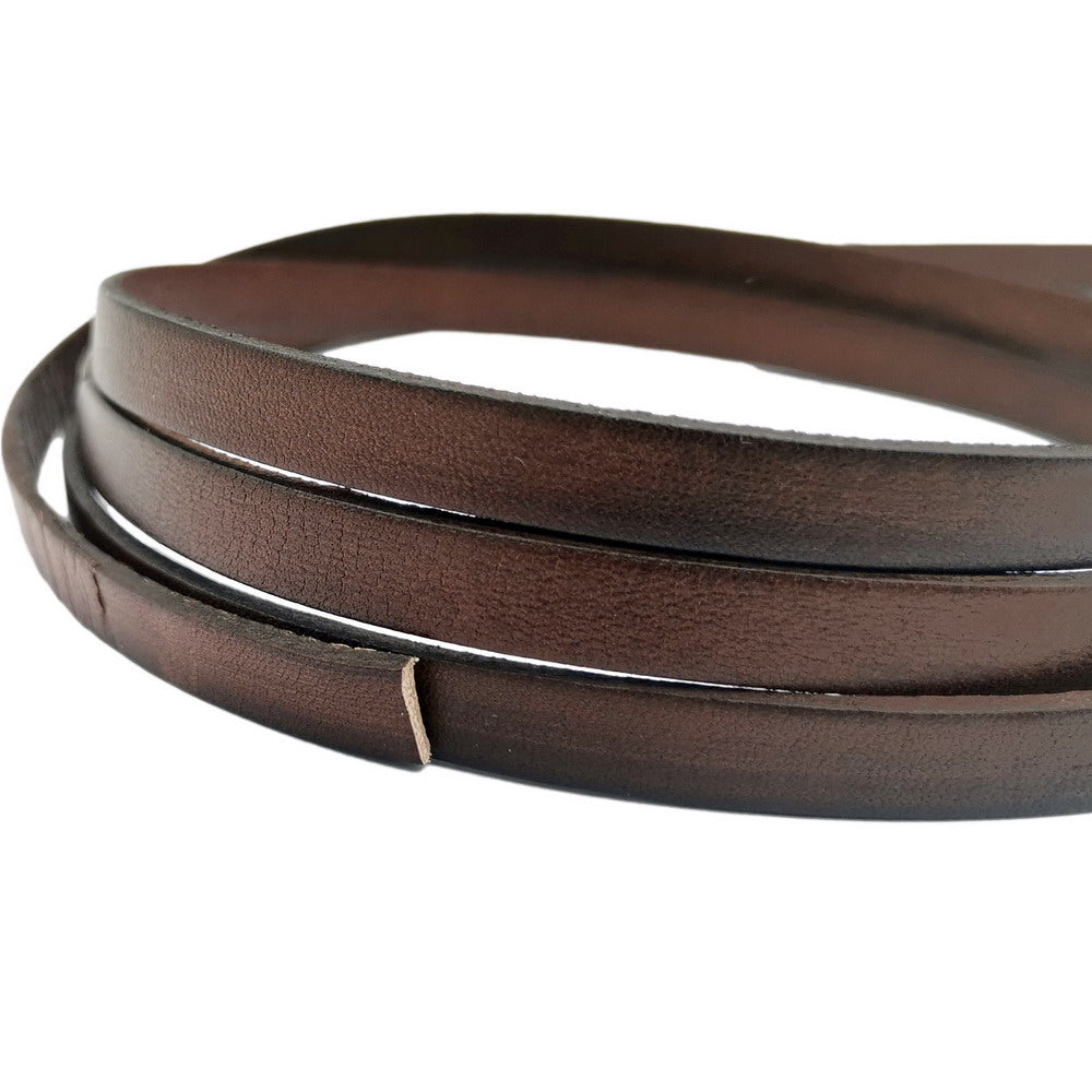 ShapesbyX-8mm Flat Leather Cord 8x2mm Leather Strip Genuine Leather Band Distressed Brown