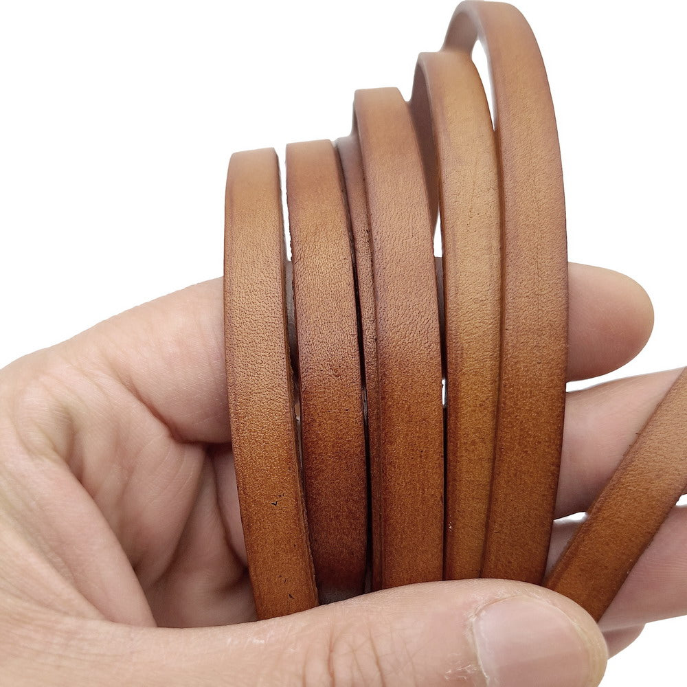 ShapesbyX-8 mm flaches Lederband, 8 x 2 mm Lederstreifen, echtes Lederband, Distressed Dark Brown