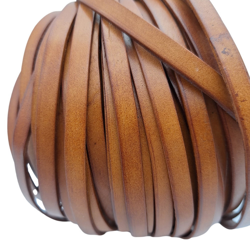 ShapesbyX-8 mm flaches Lederband, 8 x 2 mm Lederstreifen, echtes Lederband, Distressed Dark Brown