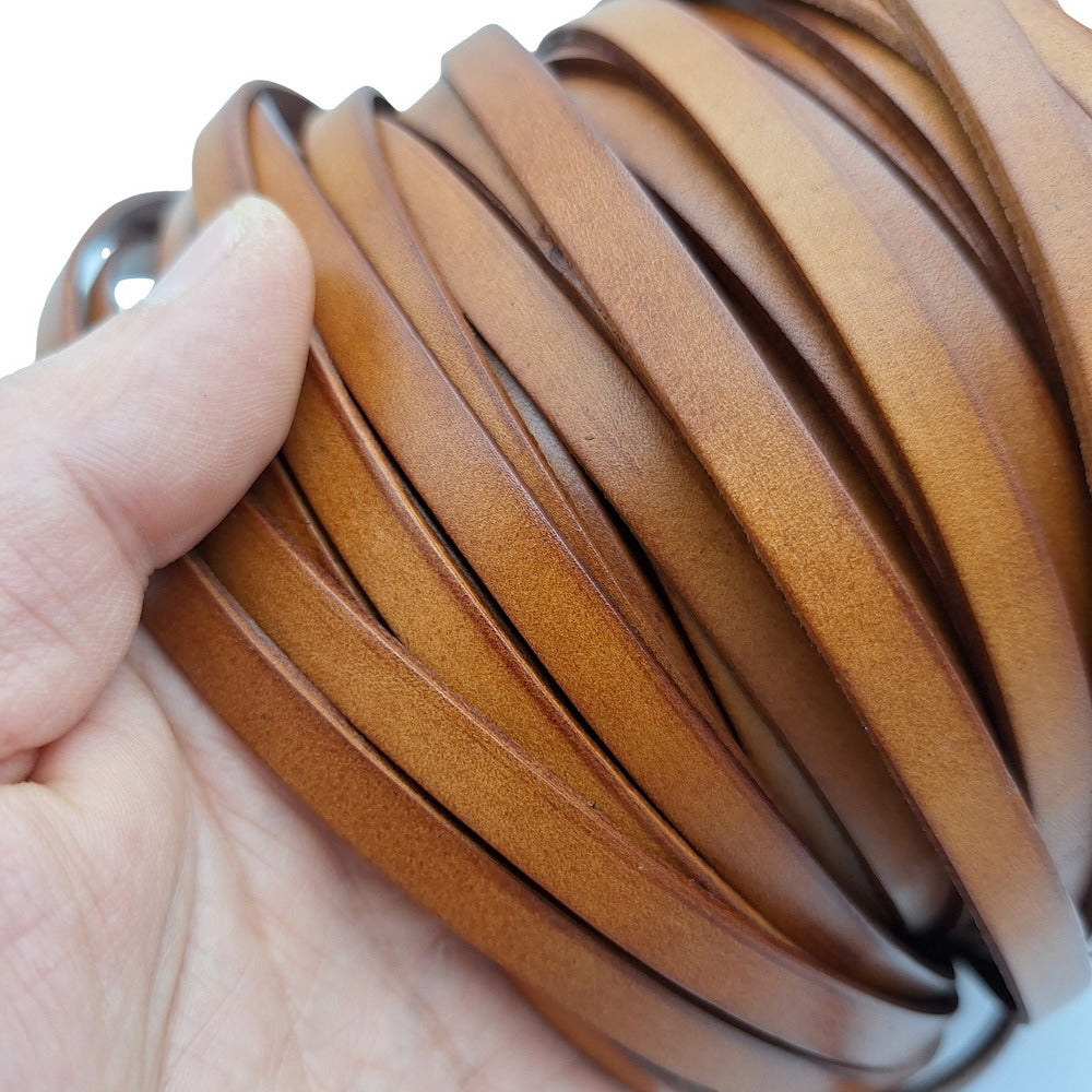 ShapesbyX-8 mm flaches Lederband, 8 x 2 mm Lederstreifen, echtes Lederband, Distressed Dark Brown