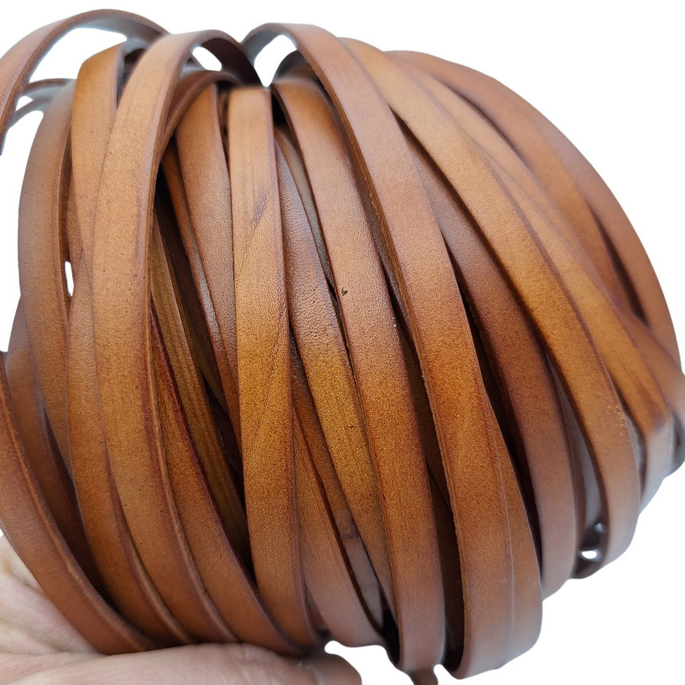 ShapesbyX-8 mm flaches Lederband, 8 x 2 mm Lederstreifen, echtes Lederband, Distressed Dark Brown