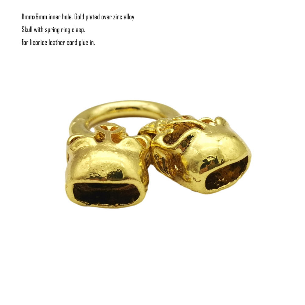 ShapesbyX-11mmx6mm trou crâne fermoir/connecteur ressort crochet fermoirs pour la fabrication de bracelets bout de cordon en cuir de réglisse