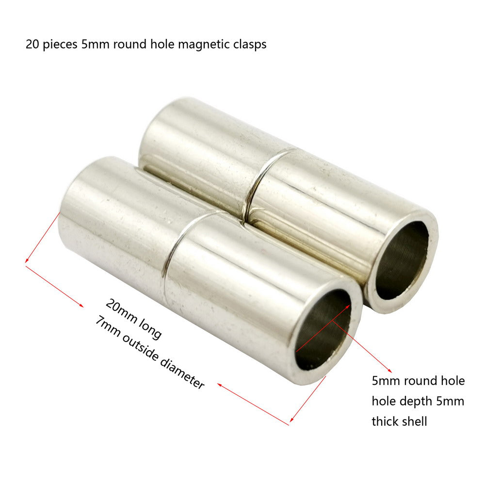 shapesbyX-5pcs 5mm cylinder Inner Hole Magnetic Clasps Clip Clasps for Jewelry Making for 5mm Cord Glue In