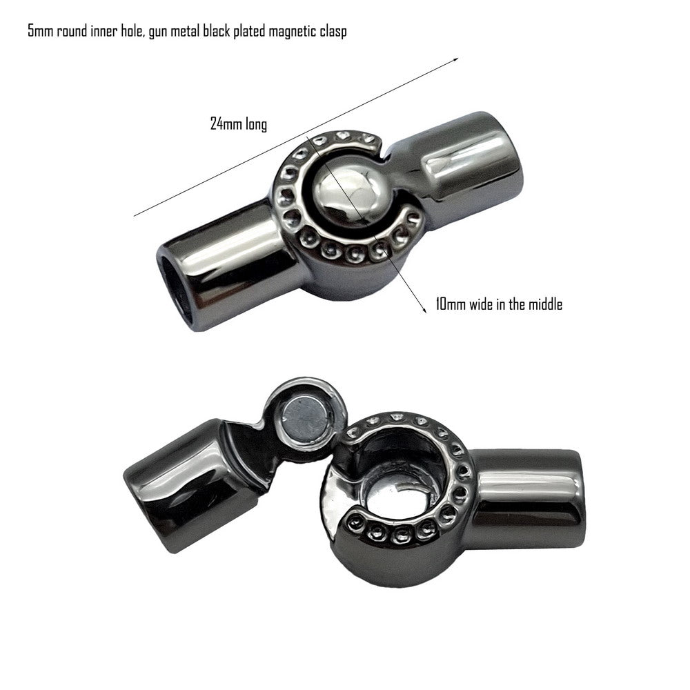 shapesbyX-3 Pieces 5mm Round Inner Hole Magnetic Clasps for Jewelry Making 5.0mm Cord End