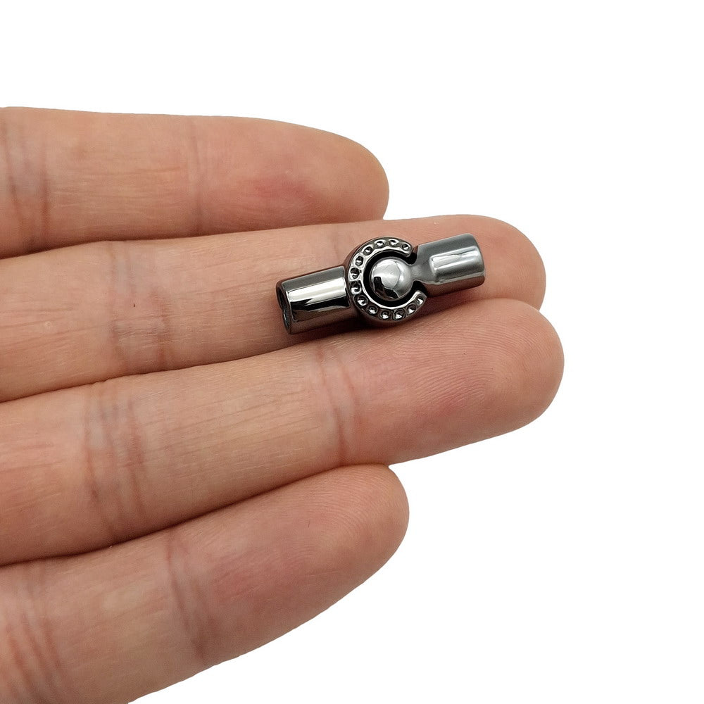 shapesbyX-3 Pieces 5mm Round Inner Hole Magnetic Clasps for Jewelry Making 5.0mm Cord End