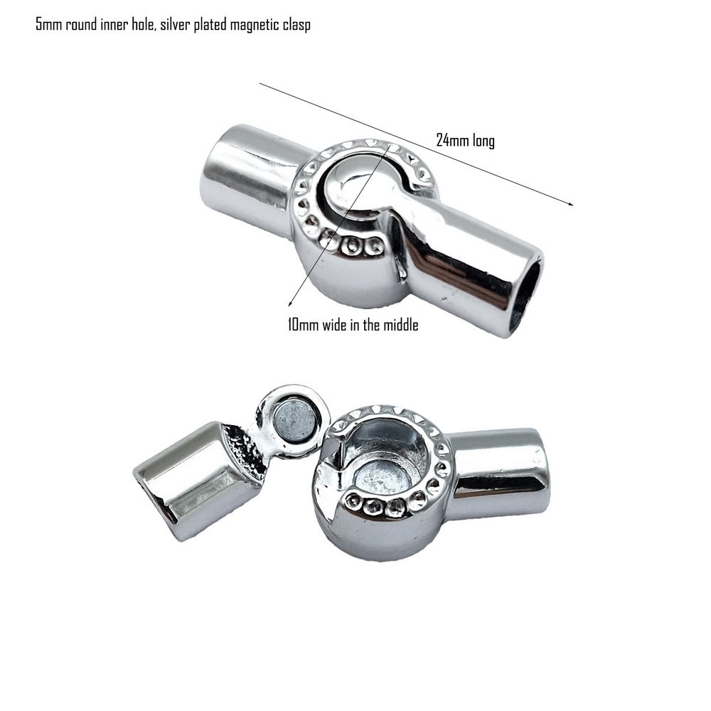 shapesbyX-3 Pieces 5mm Round Inner Hole Magnetic Clasps for Jewelry Making 5.0mm Cord End