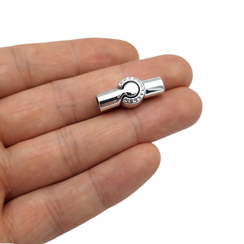 shapesbyX-3 Pieces 5mm Round Inner Hole Magnetic Clasps for Jewelry Making 5.0mm Cord End