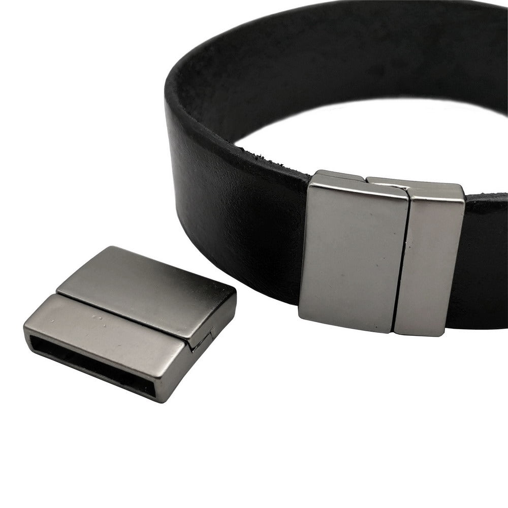 ShapesbyX-20 mm flache Magnetverschlüsse und Verschluss für die Herstellung von Armbändern, 20 x 3 mm Loch, Gun Black