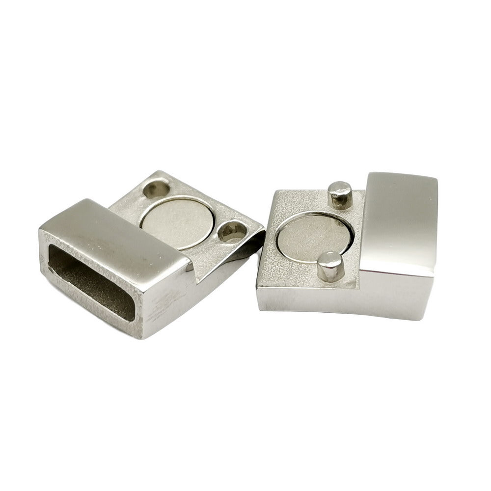 316L Stainless Steel Magnetic Clasps for Bracelet Making 10x2.7mm Inner Hole Flat Leather Band Glue In