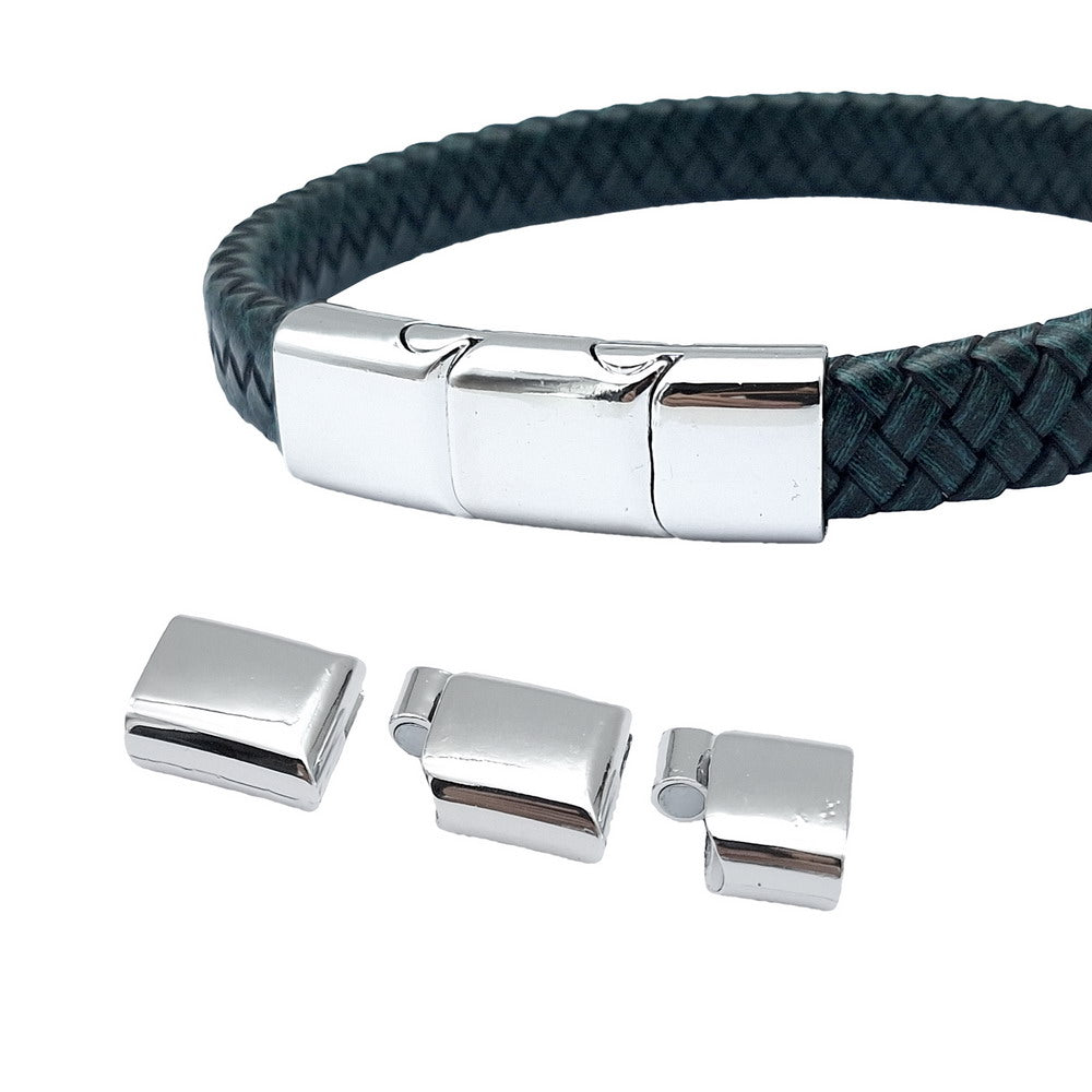 ShapesbyX Silver/Gold/Black 12.5x6.5mm Inner Magnetic Clasp for Bracelet Making Licorice Leather Cord Closure