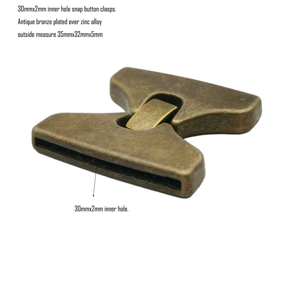 ShapesbyX-Antique Silver/Bronze Snap Clasps 30mmx2mm Inner for Jewelry Making