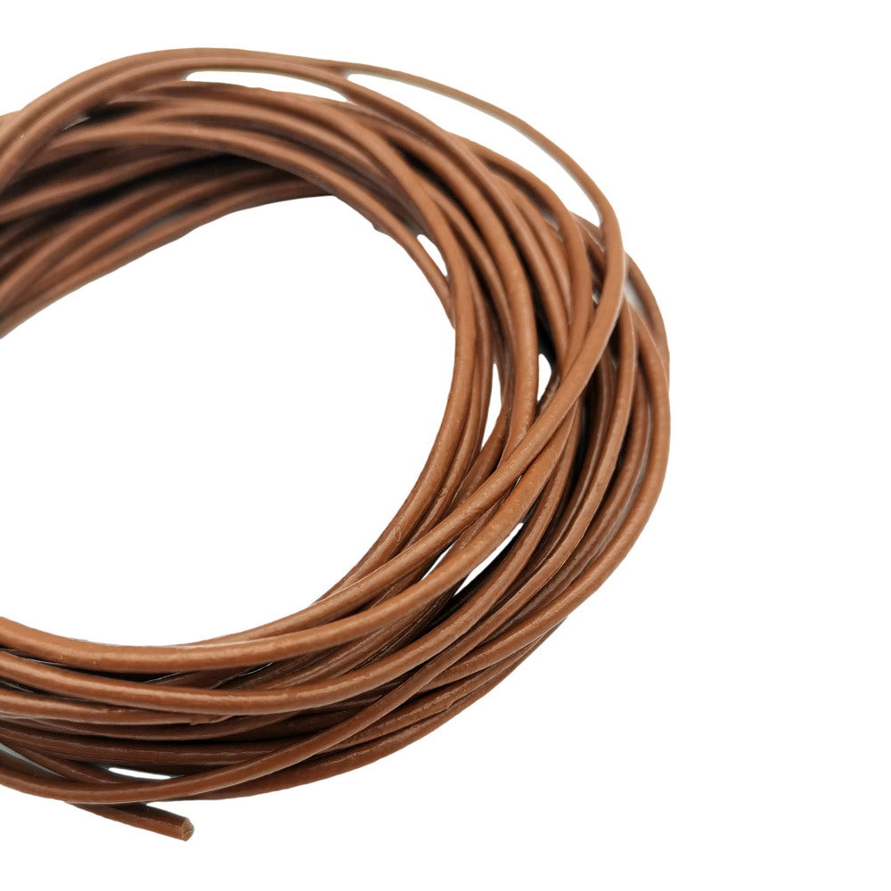 ShapesbyX Marron 5 mètres 2,0 mm Cordons ronds en cuir véritable de vache fabriqué pour la fabrication de bijoux dans des bracelets et des colliers