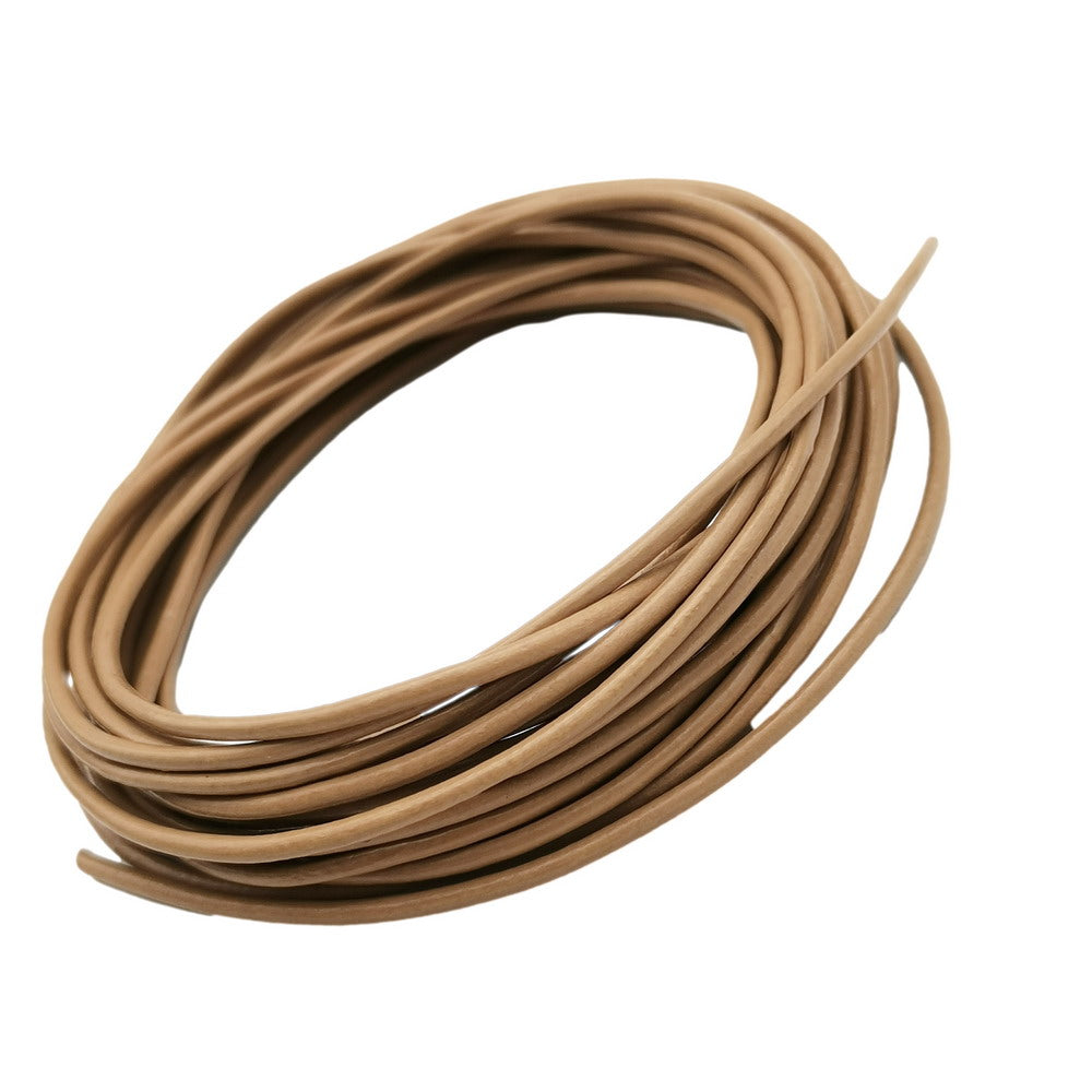 ShapesbyX Camel 5 Yards 2.0mm Round Real Leather Cords Cowhide Leather Made for Jewelry Making in Bracelet Necklace