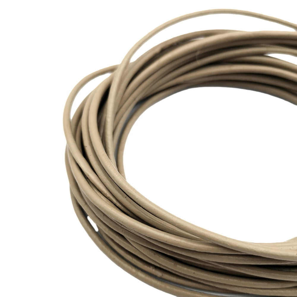 ShapesbyX Khaki 5 Yards 2mm Round Genuine Leather Strap Cord