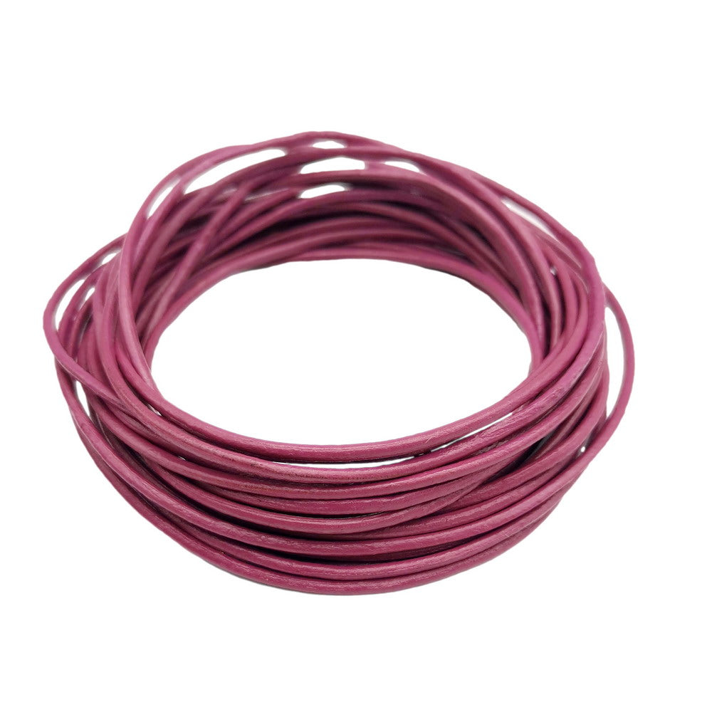 ShapesbyX Magenta 5 yards 2,0 mm cordons ronds en cuir véritable cuir de vache fabriqué pour la fabrication de bijoux en bracelet collier