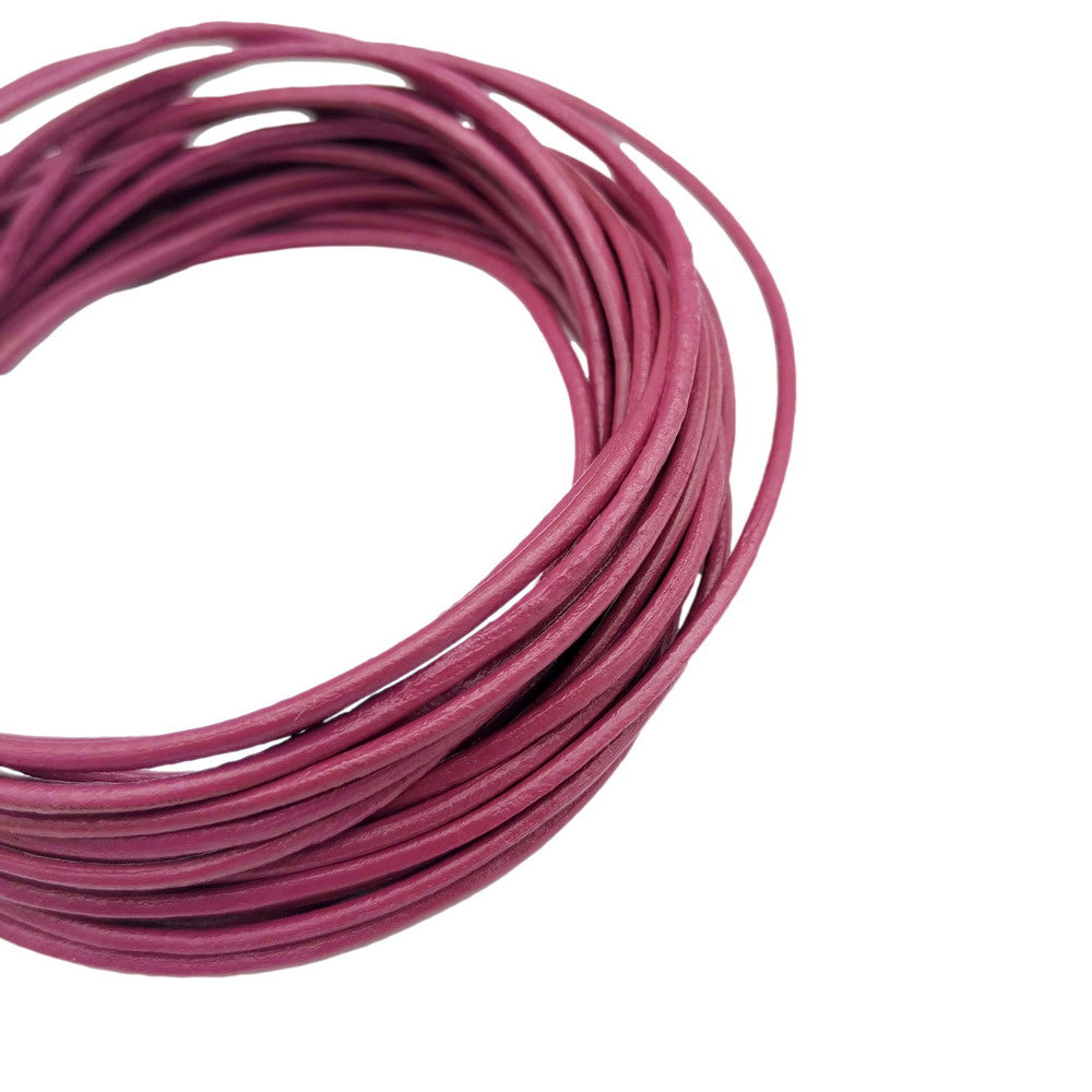 ShapesbyX Magenta 5 yards 2,0 mm cordons ronds en cuir véritable cuir de vache fabriqué pour la fabrication de bijoux en bracelet collier