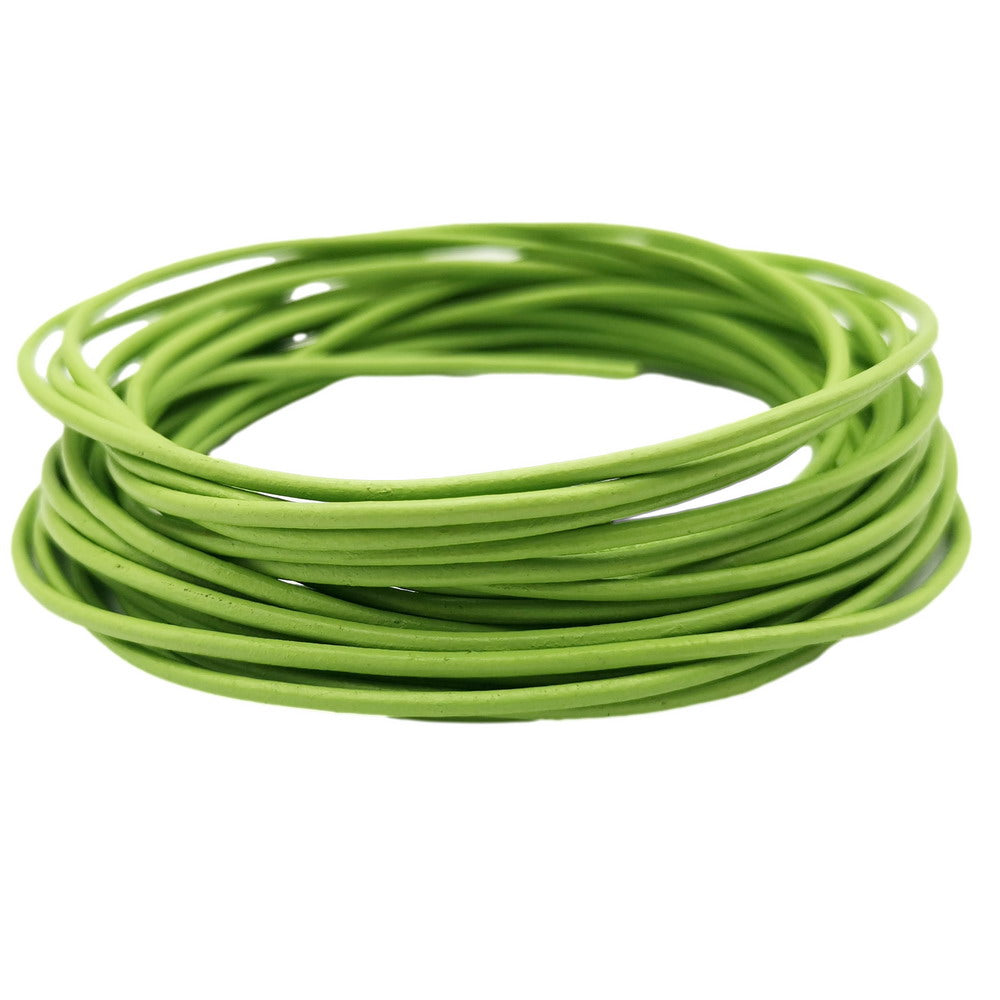 ShapesbyX Moss Green 5 Yards 2mm Round Genuine Leather Strap Cord