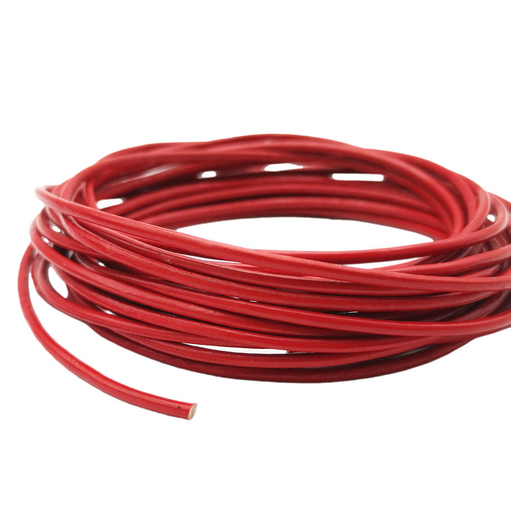 ShapesbyX Red 5 Yards 2.0mm Round Real Leather Cords Cowhide Leather Made for Jewelry Making in Bracelet Necklace