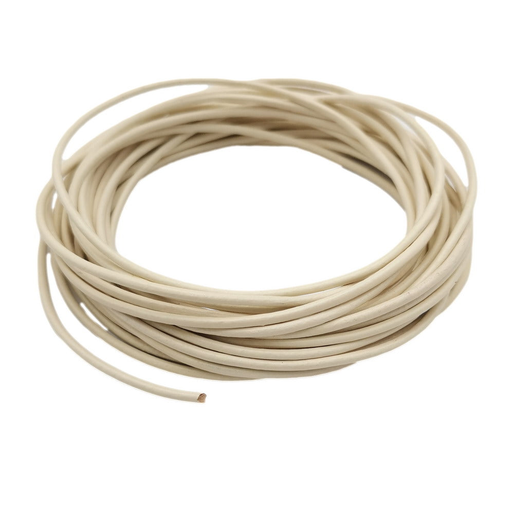 ShapesbyX Riz Blanc 5 mètres 2,0 mm Cordons ronds en cuir véritable de vache fabriqué pour la fabrication de bijoux dans des bracelets et des colliers